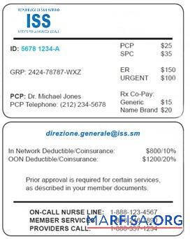 Downloadable San Marino health insurance card sample